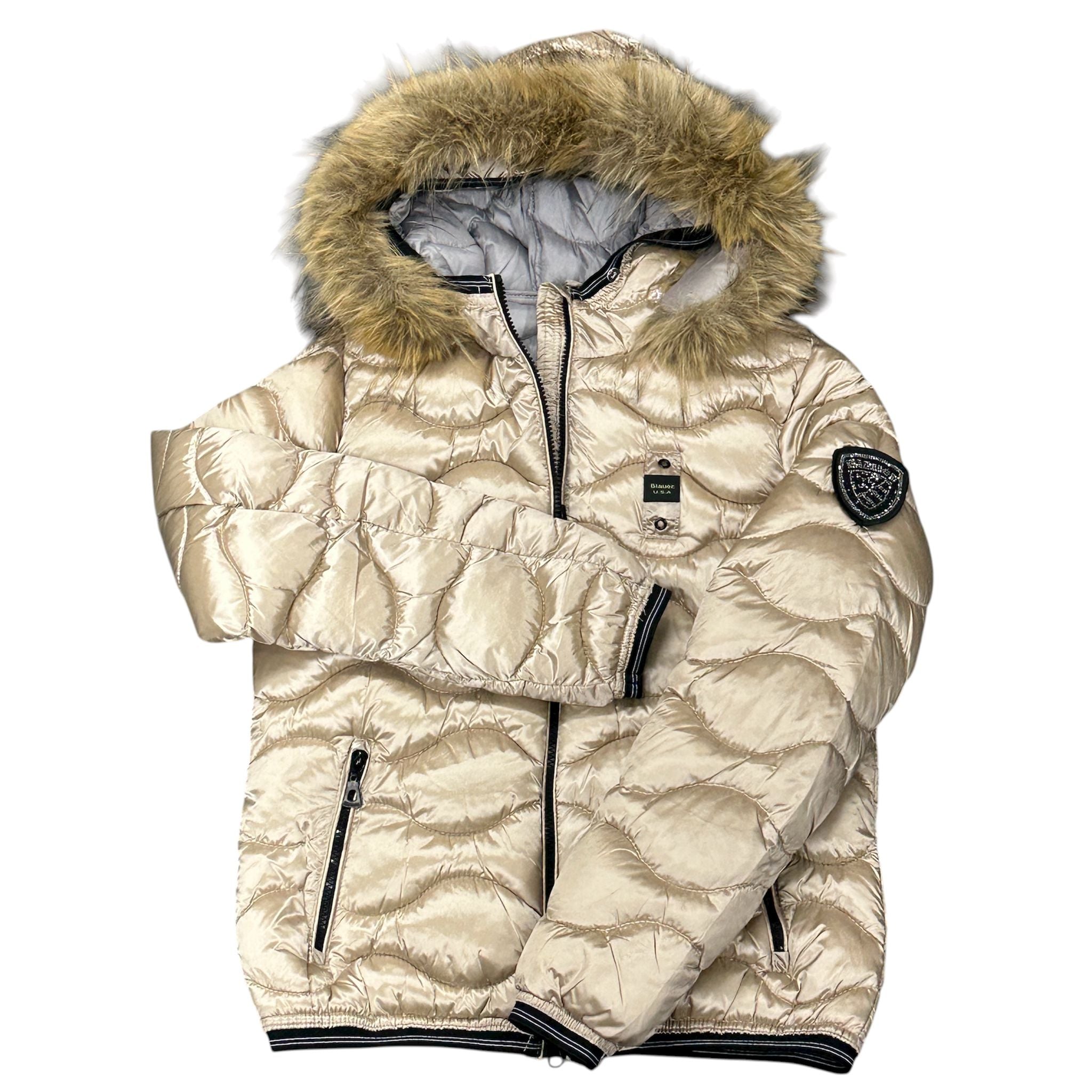 BLAUER PIUMINO DONNA CON CAPPUCCIO PELLICCIA ORO