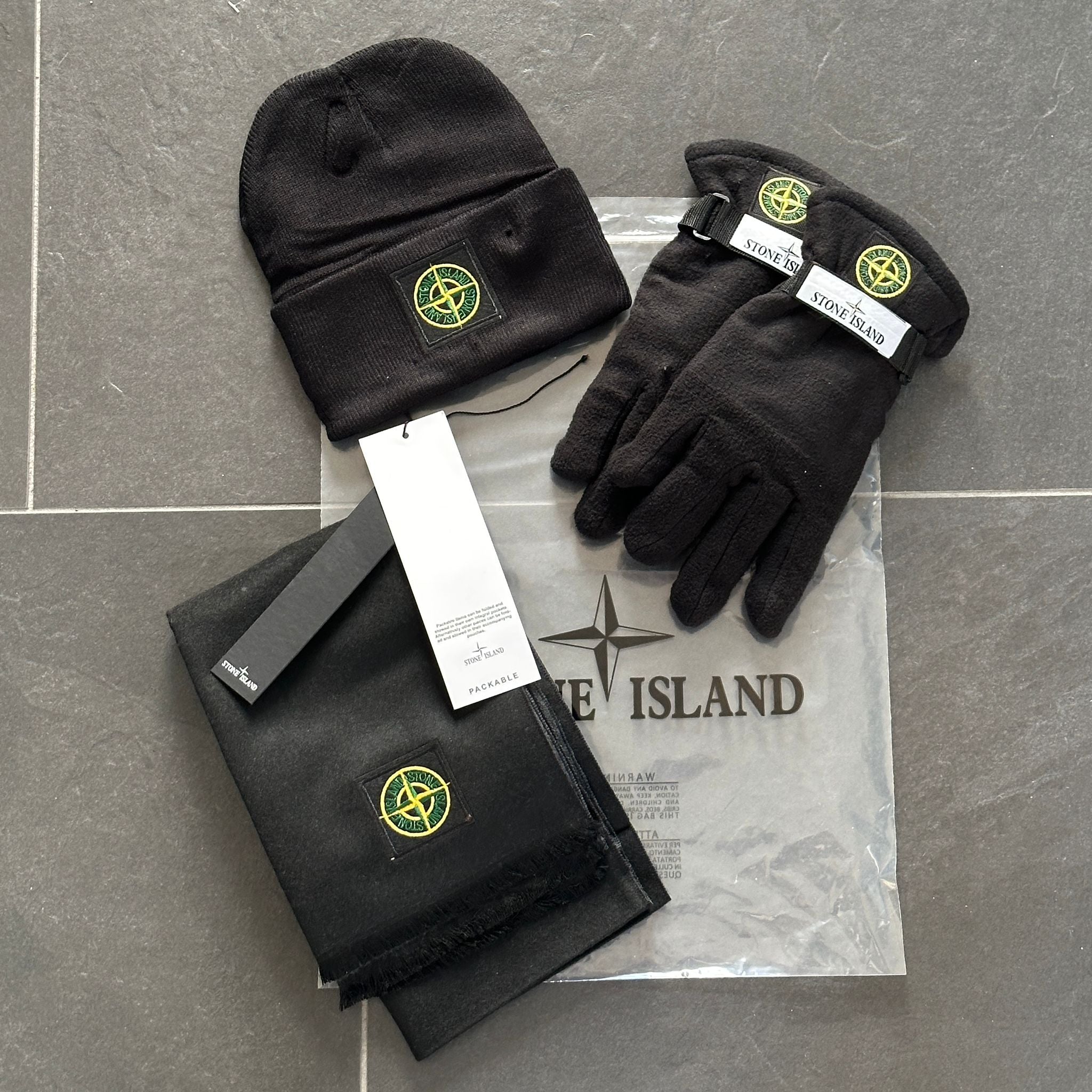TRIS CAPPELLO+GUANTI+SCIARPA STONE ISLAND