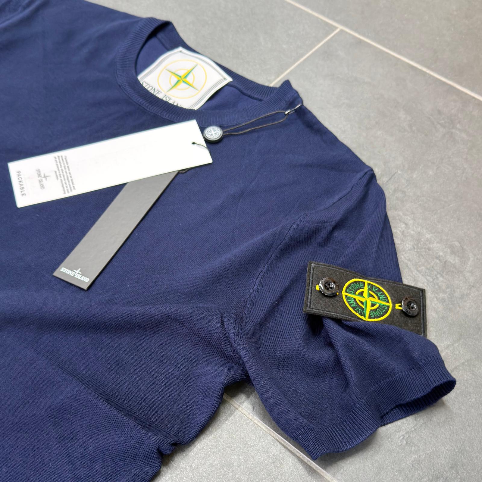 MAGLIA IN FILO STONE ISLAND COLORE BLU