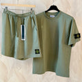 BAUMWOLL-SET 2-TEILIG HOSE + SHIRT STONE GRÜN