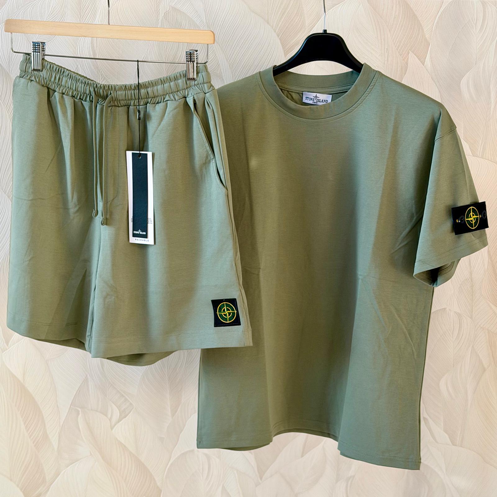 COMPLETO COTONE 2 PEZZI PANTALONE + MAGLIA STONE COLORE VERDE