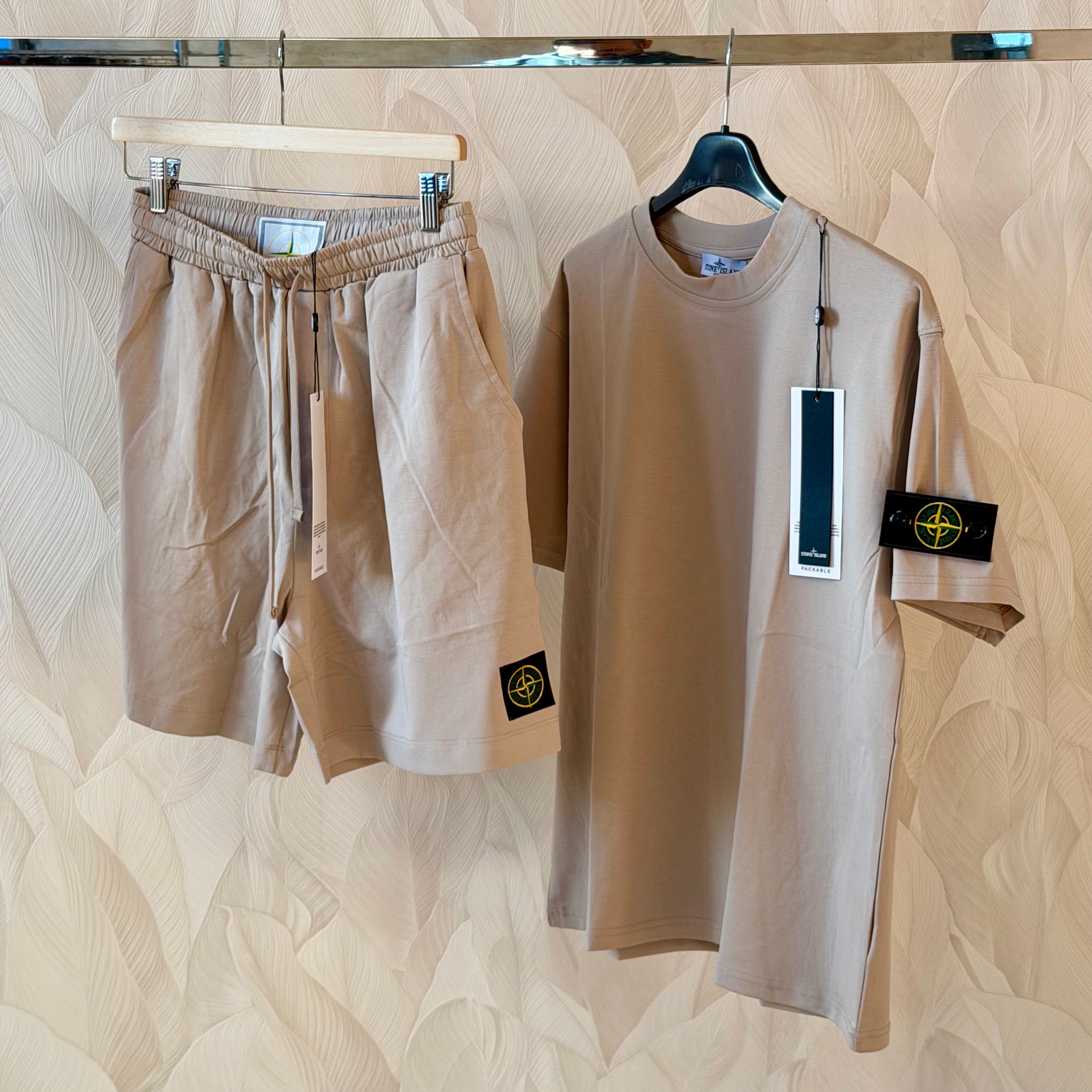 COMPLETO COTONE 2 PEZZI PANTALONE + MAGLIA STONE COLORE BEIGE