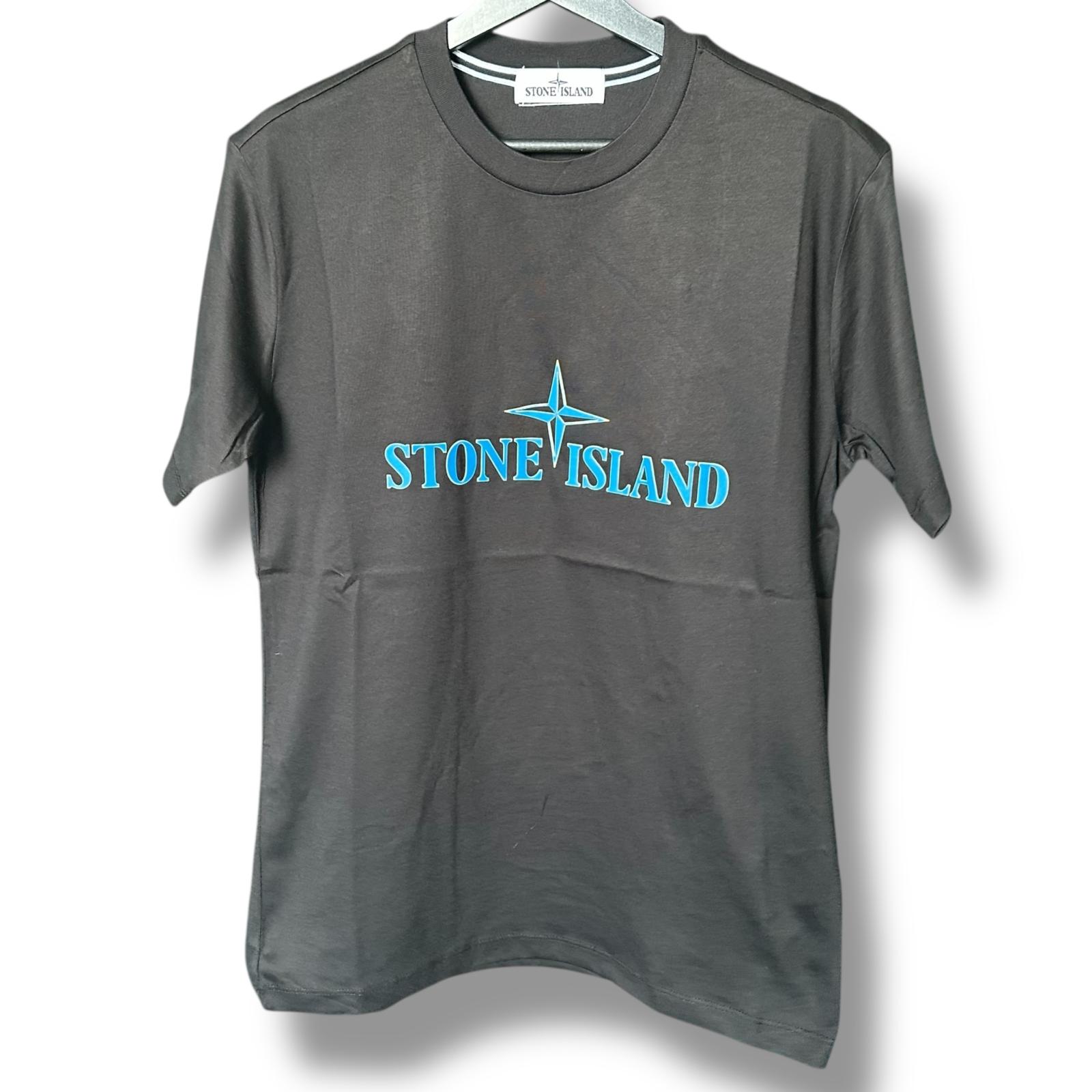 T-SHIRT STONE COLORE NERO STAMPA CENTRALE NERO