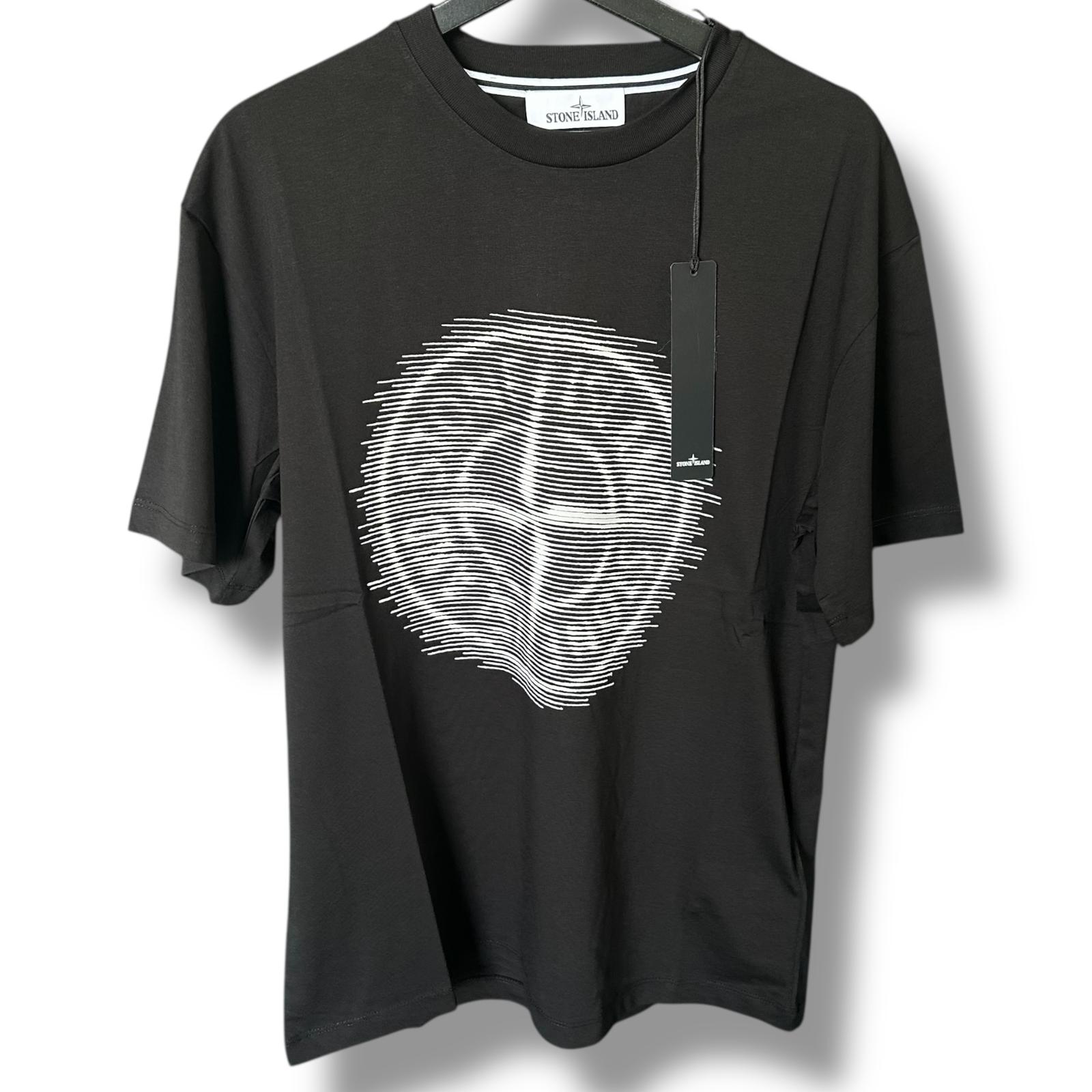 T-SHIRT STONE COLORE NERO STAMPA TONDA CENTRALE NERO
