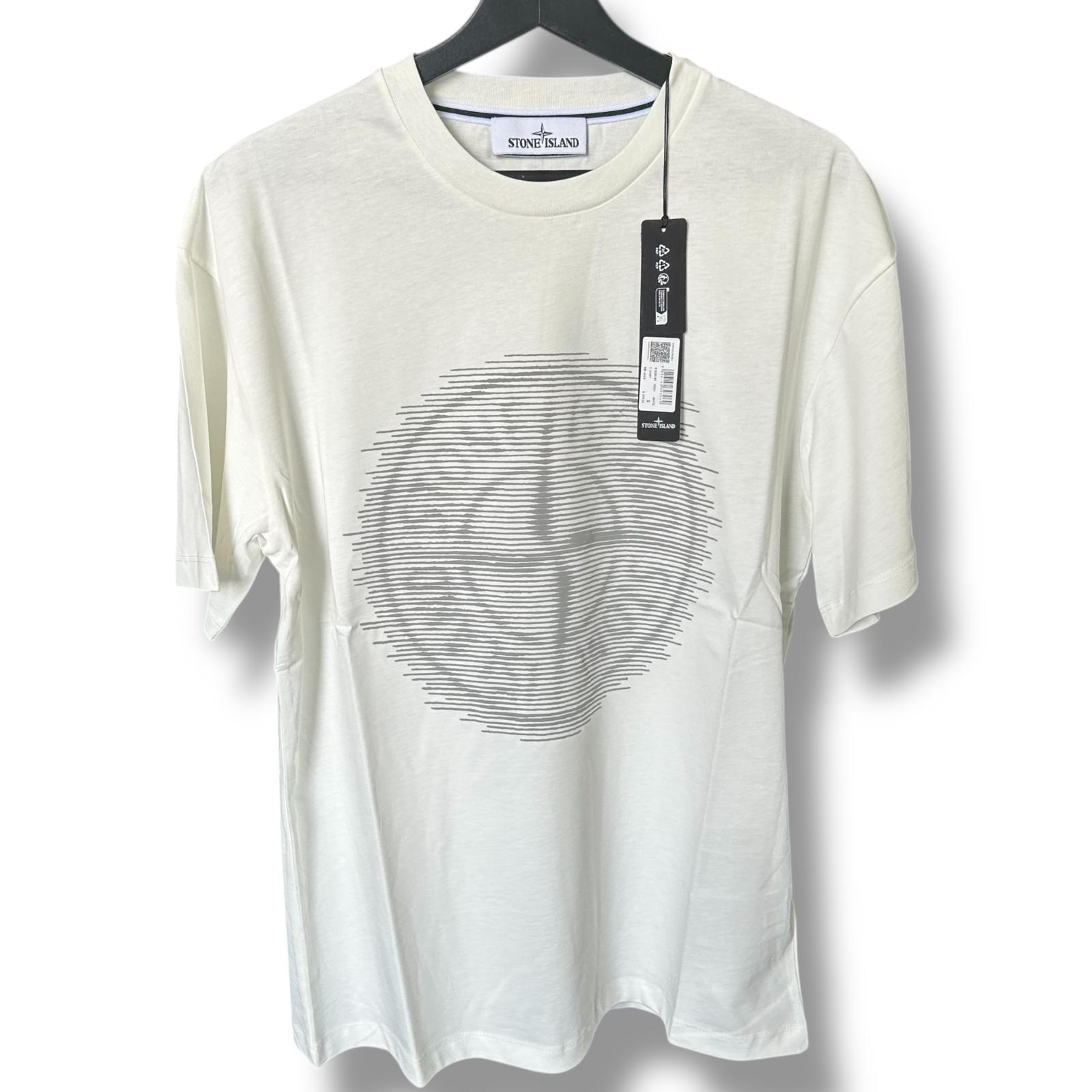 T-SHIRT STONE COLORE NERO STAMPA CENTRALE BIANCA
