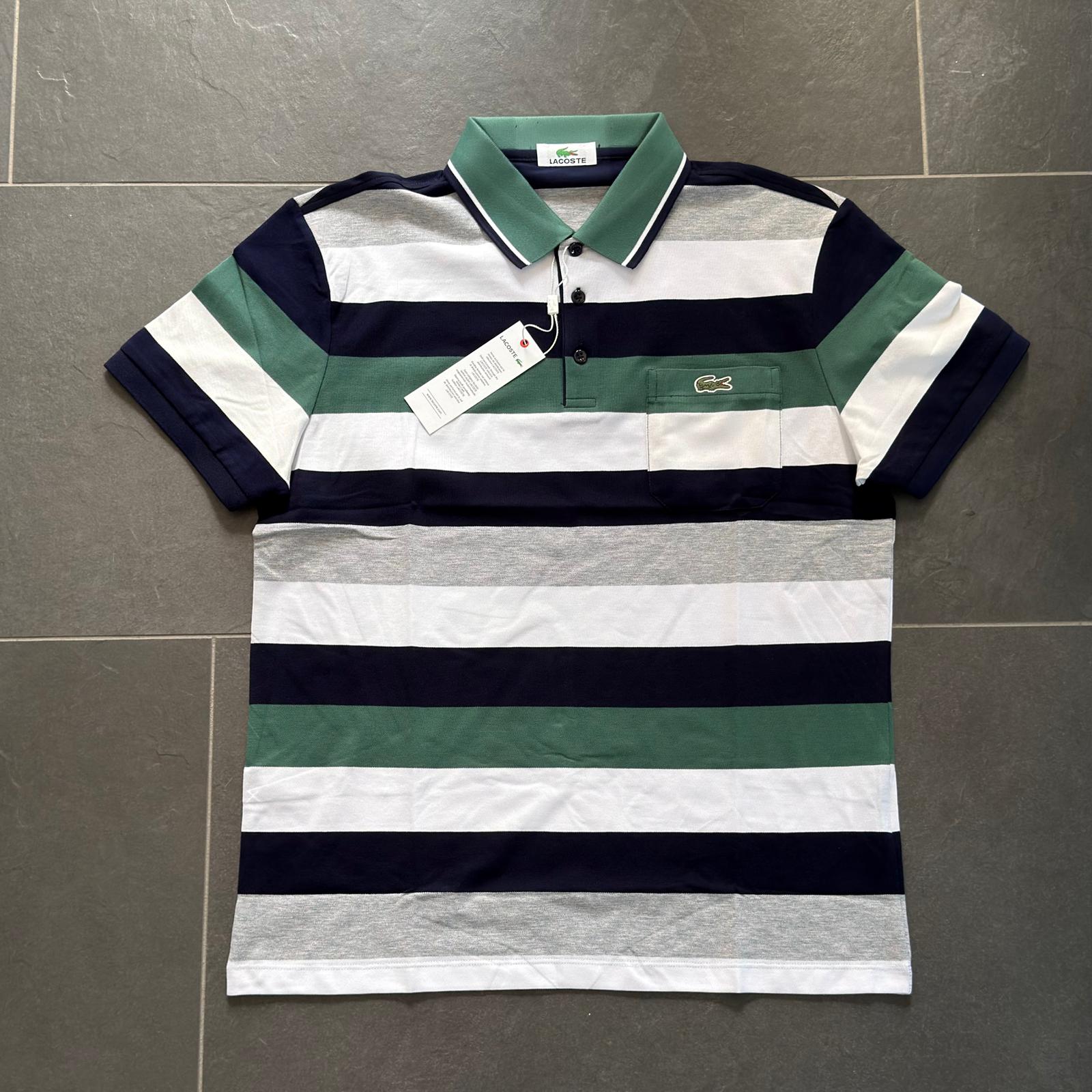 POLO LACOSTE A RIGHE COLOR VERDE