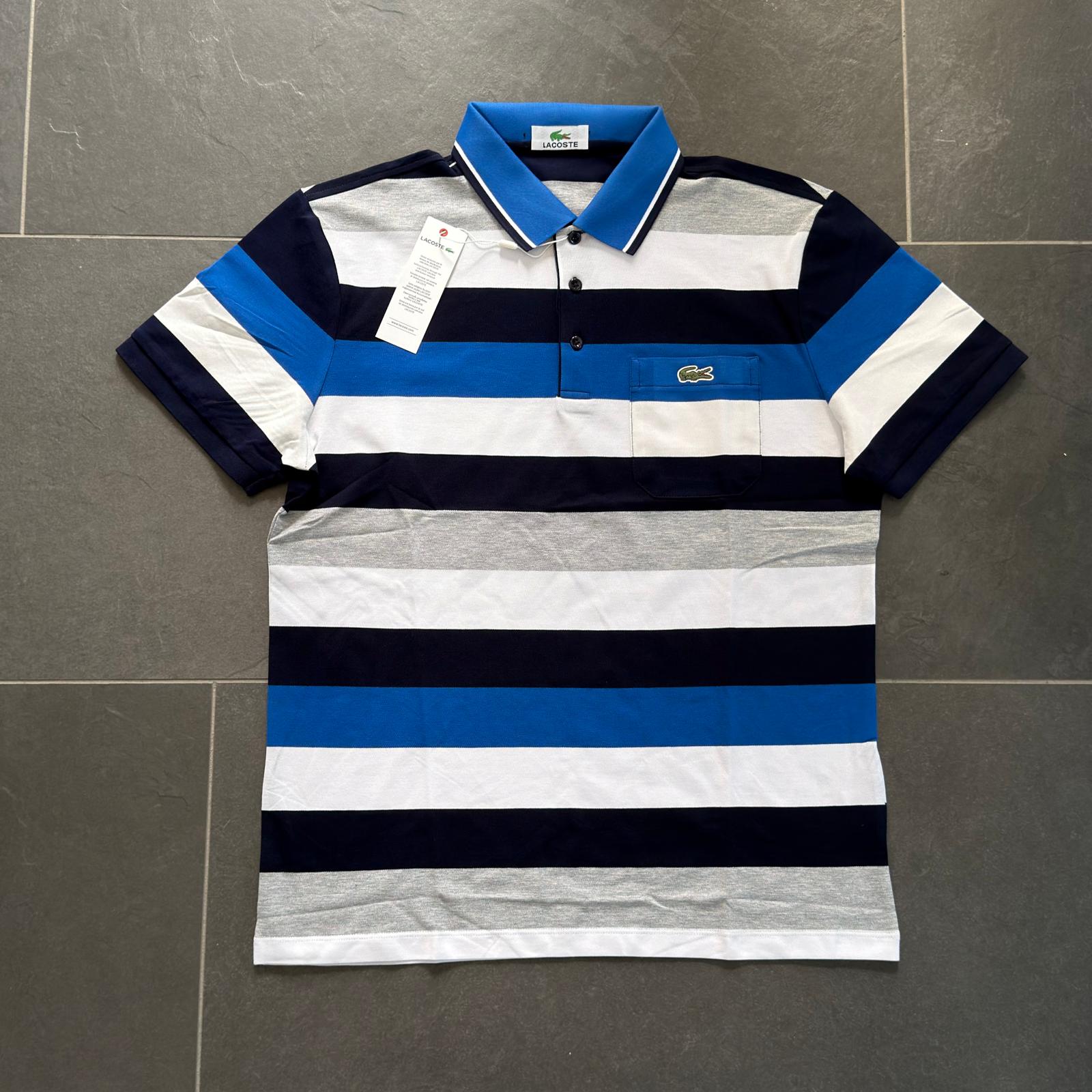 POLO LACOSTE A RIGHE COLOR BLU