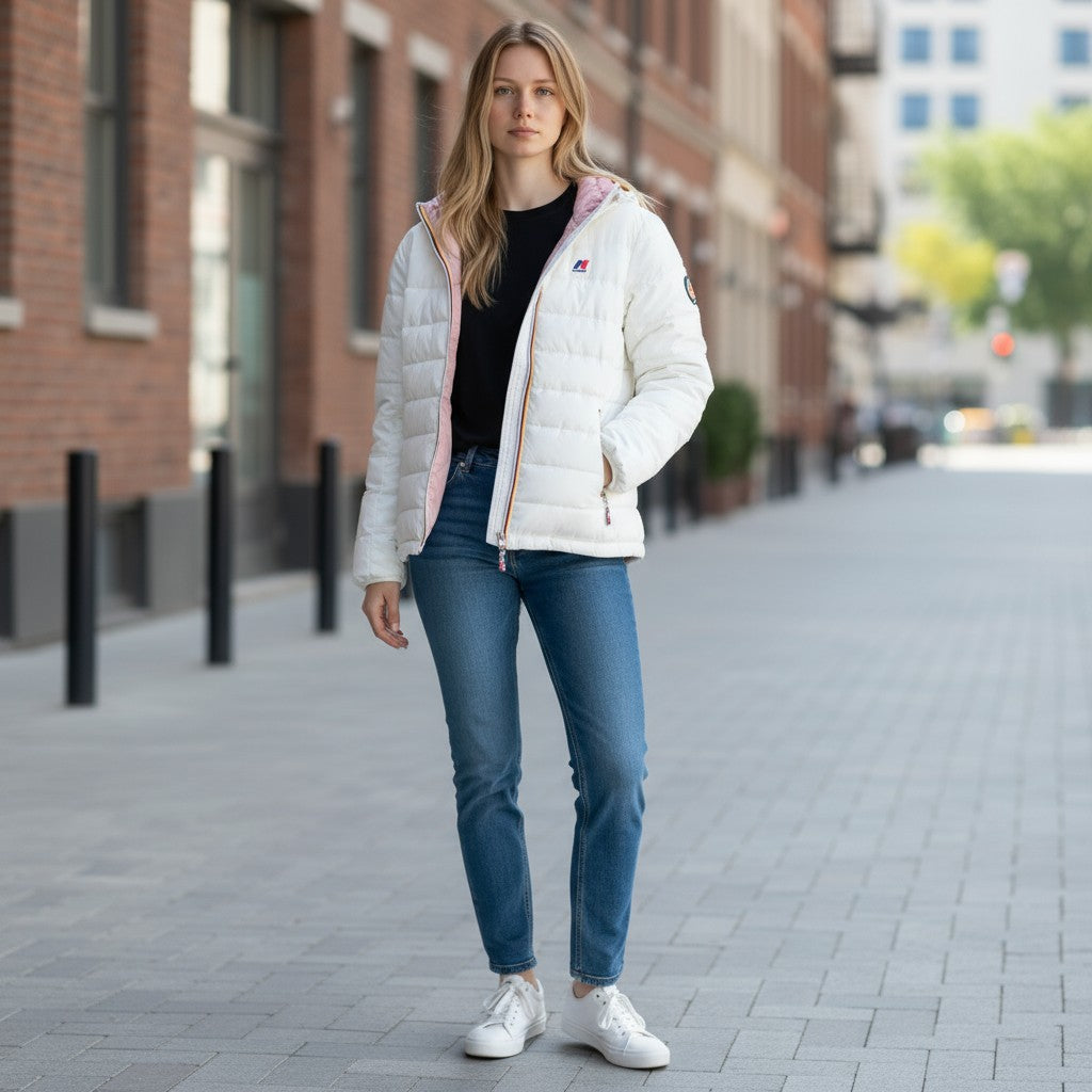 KWAY DONNA CORTO DOUBLE FACE BIANCO