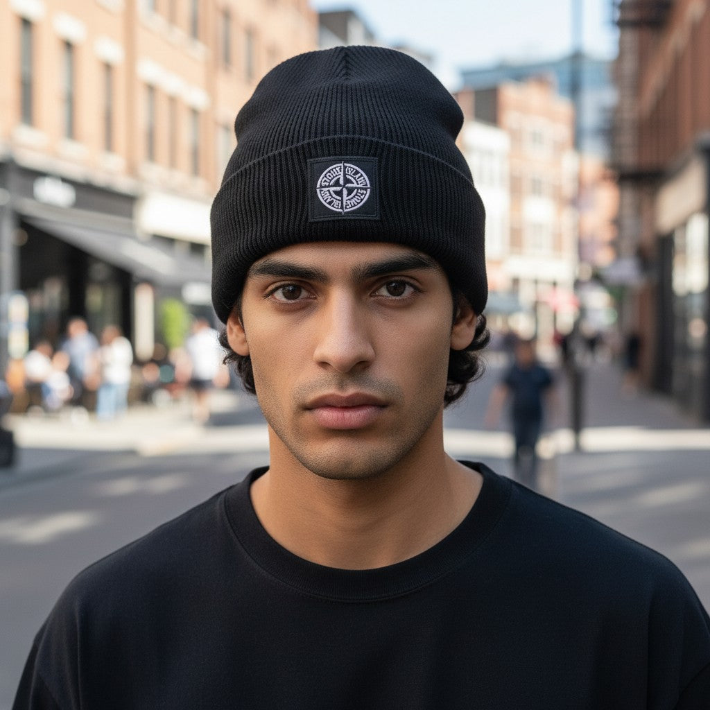 CAPPELLO LANA STONE ISLAND STEMMA BIANCO