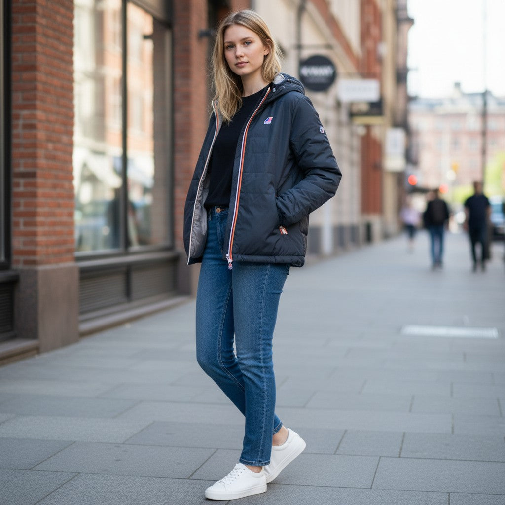 KWAY DONNA CORTO DOUBLE FACE BLU